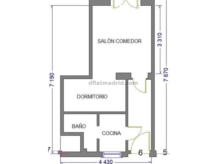 Apartamento Luminoso en Centro de 1 Dormitorio #1868 en Madrid